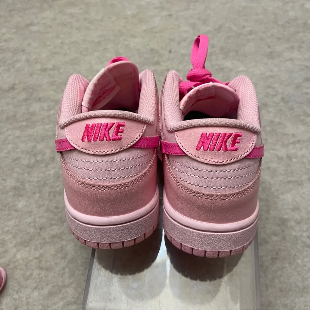 Nike Dunk Low in Triple Pink with 2 color laces DH9767-600 Big Girls Size 6